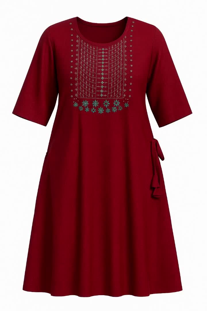 Classic Embroidered Red Kurti
