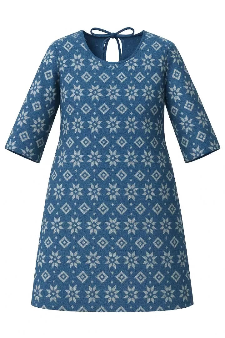 Nordic Print Blue Tunic Straight Kurti