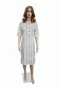 Off-White & Grey Striped Cotton Kurti