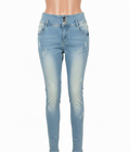 Mid-Rise Light Wash Distressed Skinny Jeans for Women