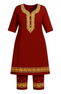 Regal Maroon Zari Embroidered Plazo Set