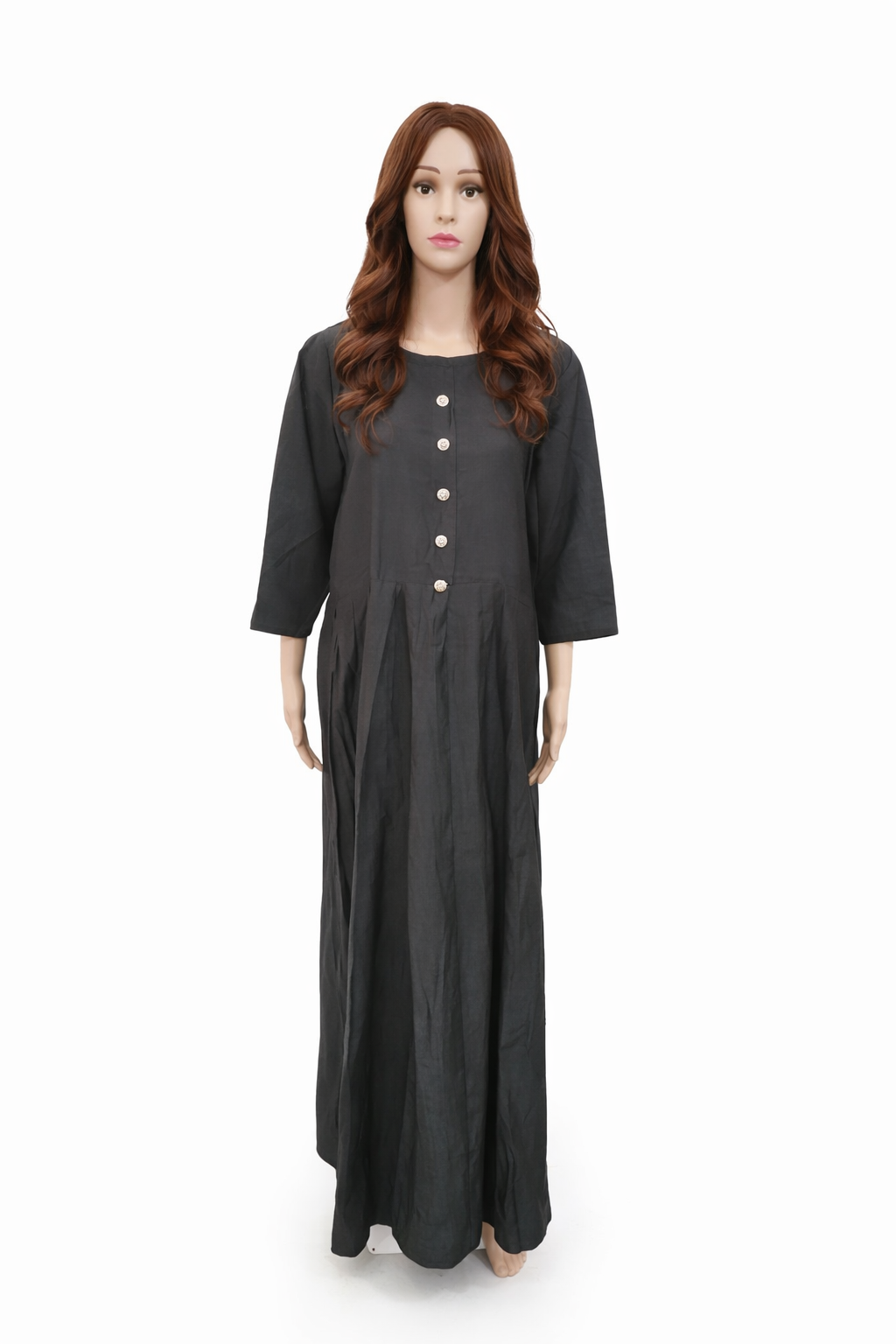 Charcoal Grey Pleated Gown