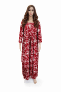 Maroon & White Bold Floral Printed Rayon Gown