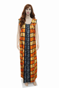 Sunset Orange & Charcoal Nighty – Geometric Block Print