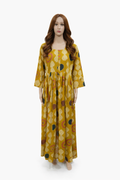 Mustard Yellow Printed Rayon Gown