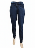 High-Waist Washed Blue Skinny Jeans with Triple Button Closure