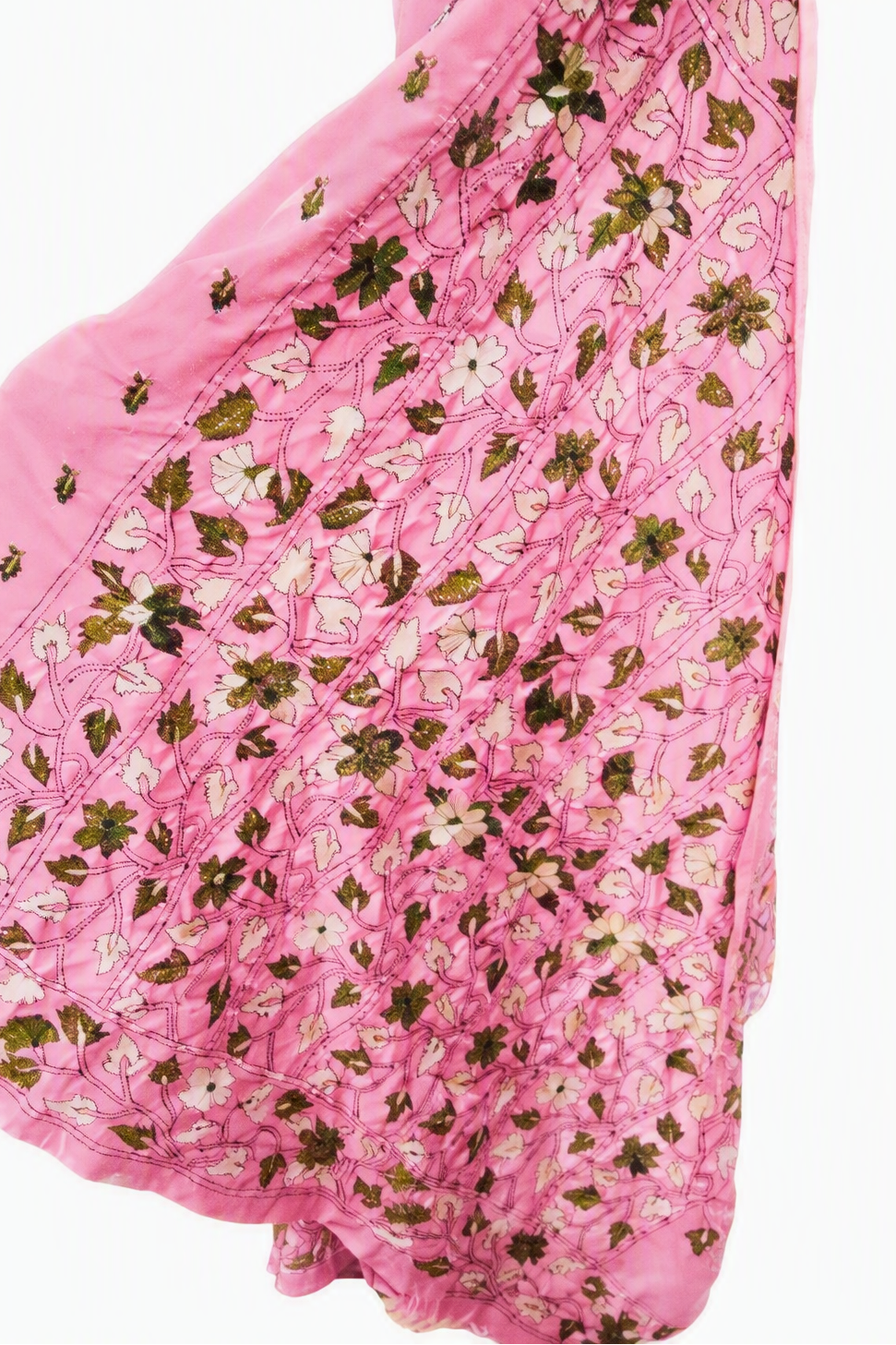 Blended Bangalore Silk Kantha Stitch Saree with Blouse Piece