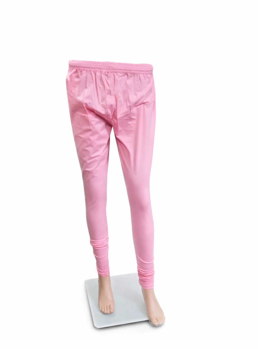 Pink Cotton Lycra Churidar Leggings