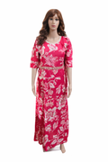 Rani Pink Floral Printed Gown with Embroidered Waist