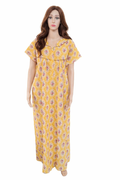 Light Yellow Cotton Buta Print Nighty